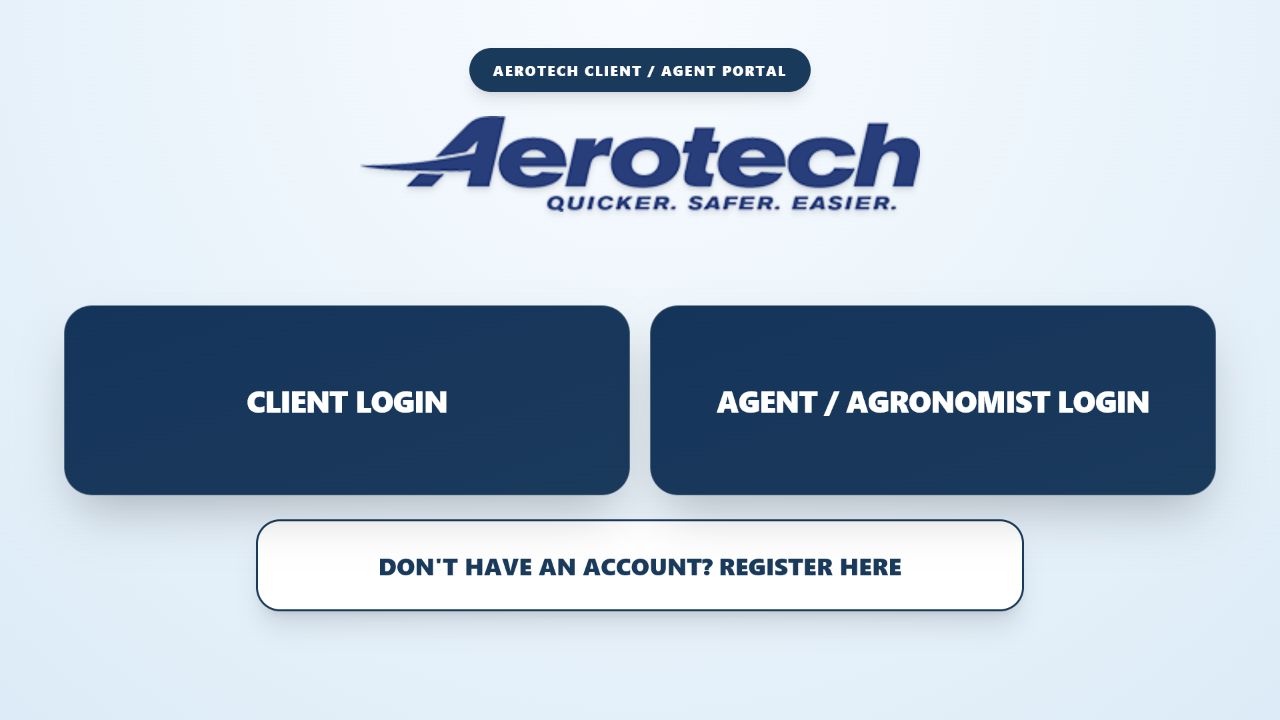 Client and agent portal login screen